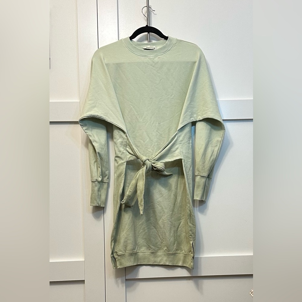 RINASCIMENTO Italy Dress Green Ombré Crystals Cotton Stretch Ties L/S Sz M